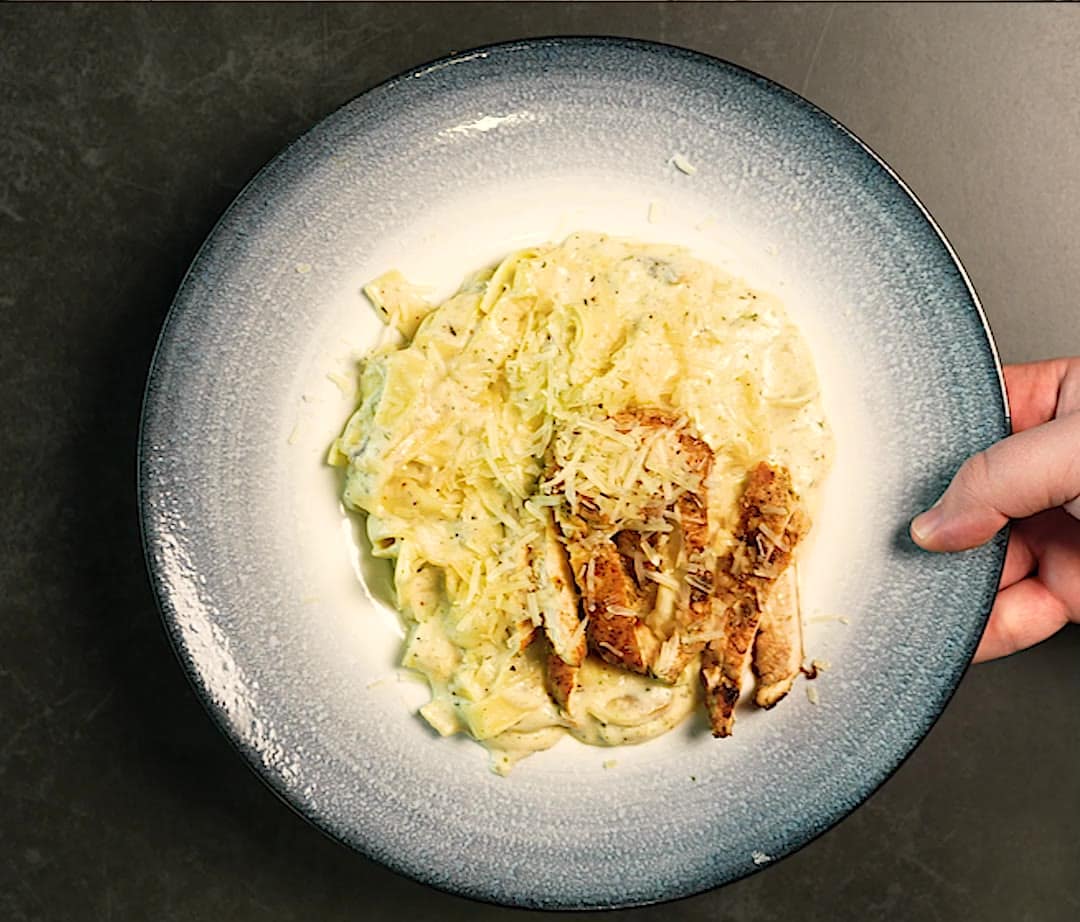 Creamy pasta plated at SPACE Restocafe