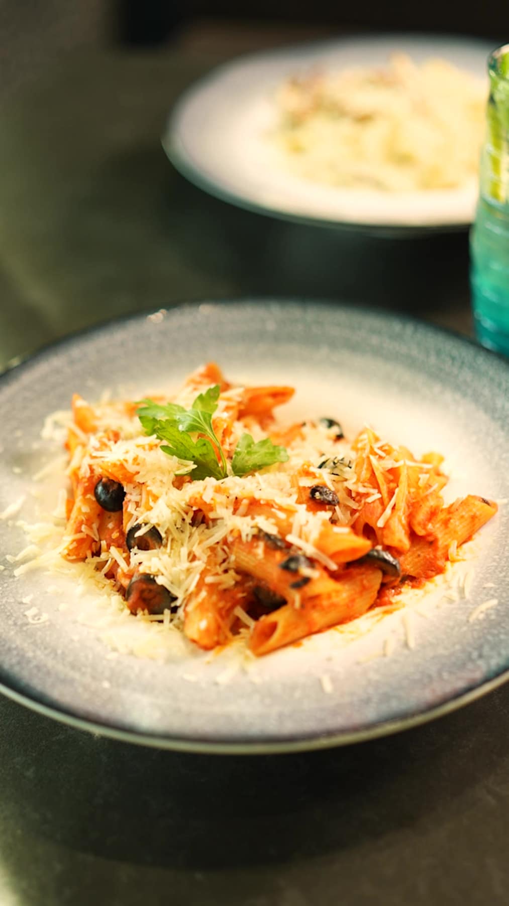Pasta plated with herbs at SPACE Restocafe